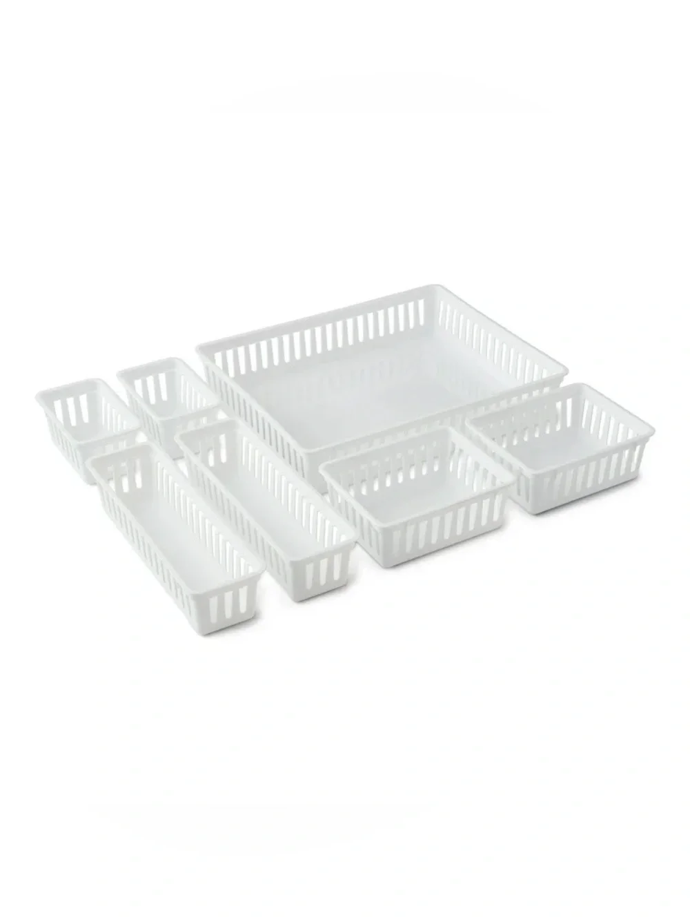 Mainstays 7-Piece White Plastic Drawer Organizer Containers Bin Set NWT